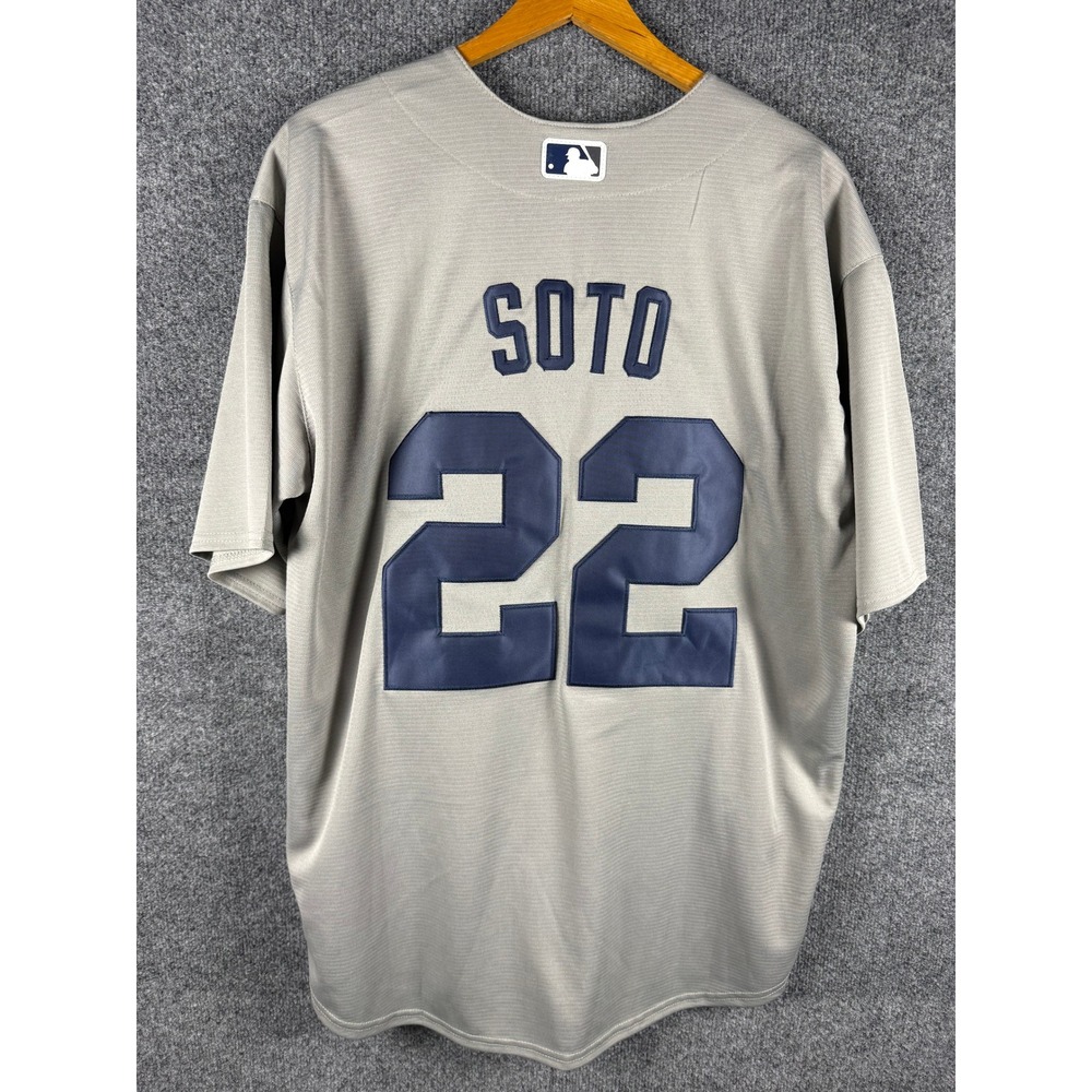 Nike New York Yankees Juan Soto 22 Road Jersey Gray Mens Medium MLB Baseball